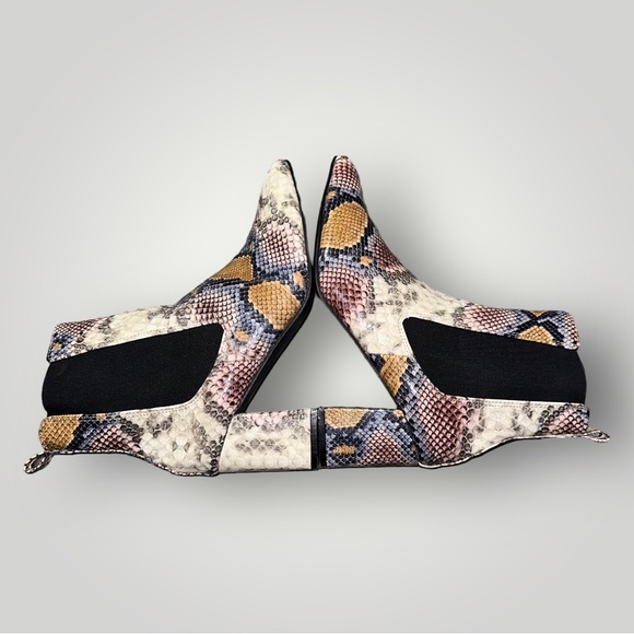 SHEIN Colorful Snakeskin Pull on Heeled Ankle Boots with Pointy Toe Size… - Picture 7 of 11